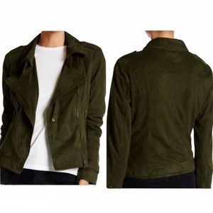 BNCI by Blanc Noir Green Faux Leather Moto Jacket
